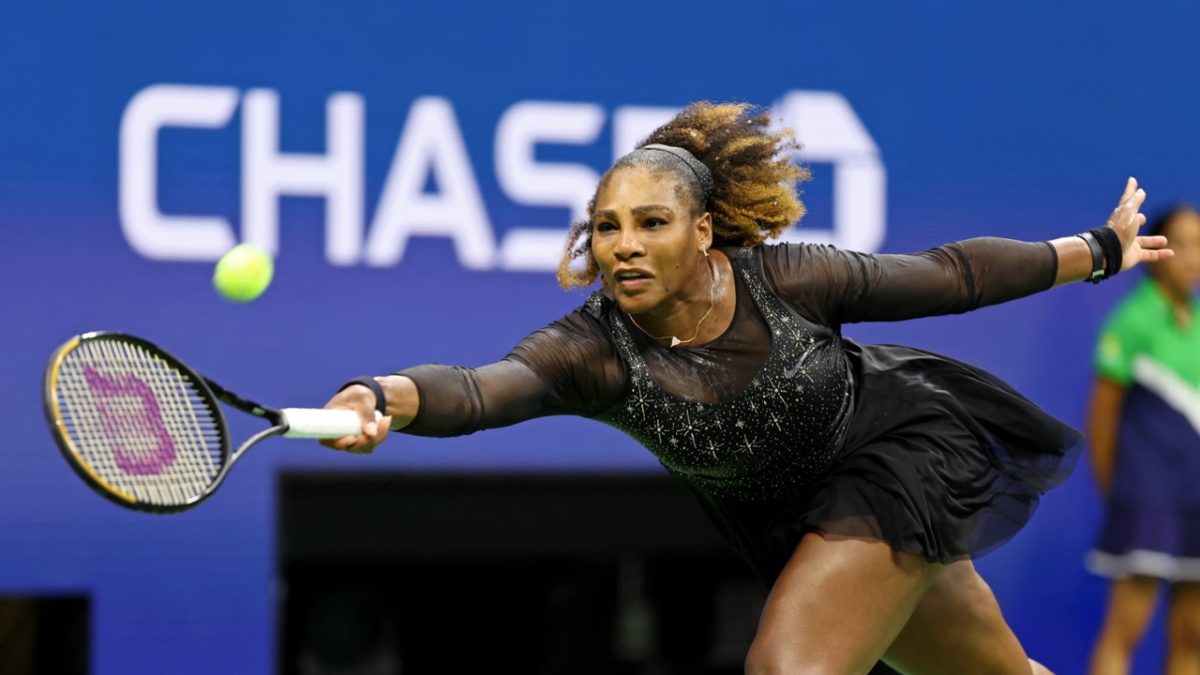 Serena Williams mid-match at the 2022 US Open. (Richard Osborn)